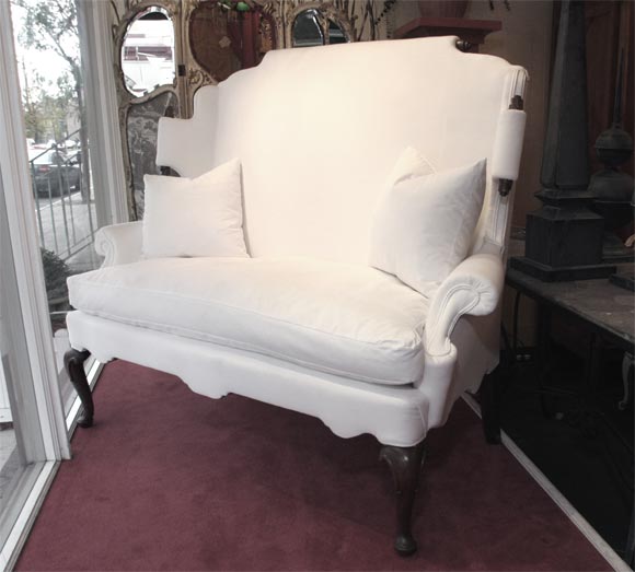 19th Century Queen Ann style high back settee