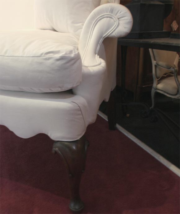 Queen Ann style high back settee 2