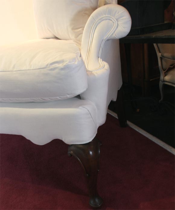 Queen Ann style high back settee 3