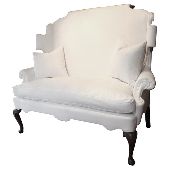 Queen Ann style high back settee