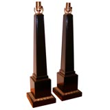 PAIR OF LACQUERED WOODEN OBELISK LAMPS