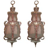 SPECTACULAR PAIR OF MONUMENTAL PORCH LANTERNS