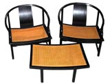 #1427 Pair of Asian chairs and ottoman by Michael Taylor c. 1970