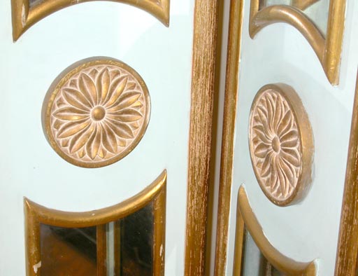 Four panel mirrored,painted and gilded screen ca.1950's.