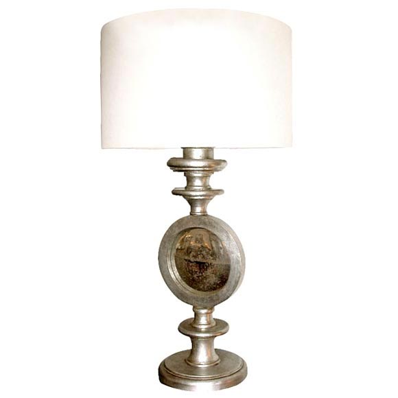 Eccola's Custom Silver Leaf / Antique Mirror Lamp For Sale