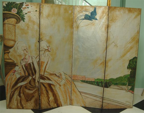 Signed and Dated Handpainted Screen