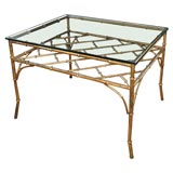 Gilded Bamboo Table with Glass Top