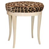 A Faux Parchment and Leopard Upholstered Stool by Samuel Marx