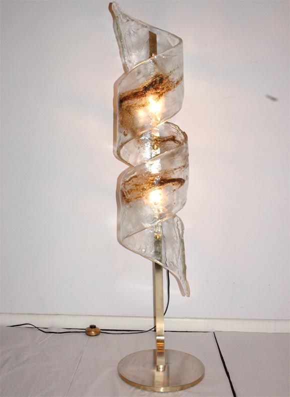 A Monumental "Ribbon of Glass" Lamp by Mazzega