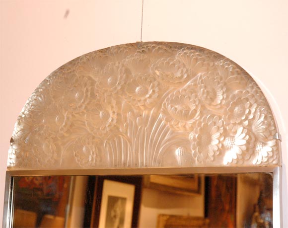 French A Wall Mirror with Trumeau Glass Panel by Rene Lalique
