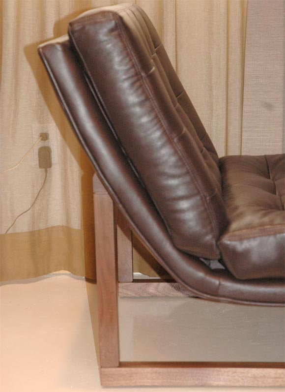Contemporary Single Armless Leather Lounge Chair