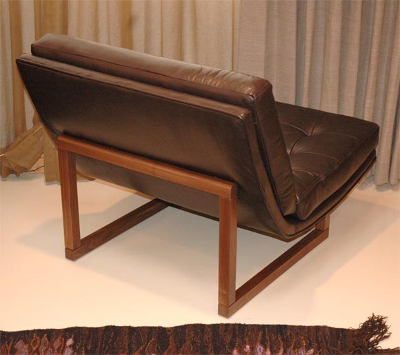 Single Armless Leather Lounge Chair 2