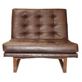Single Armless Leather Lounge Chair