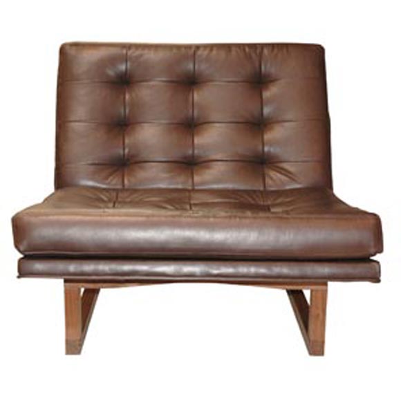 Single Armless Leather Lounge Chair