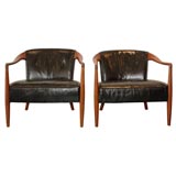 Pair of Drexel Leather Arm Chairs