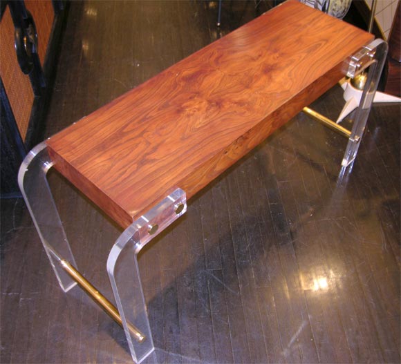 lucite & burlwood Console 1