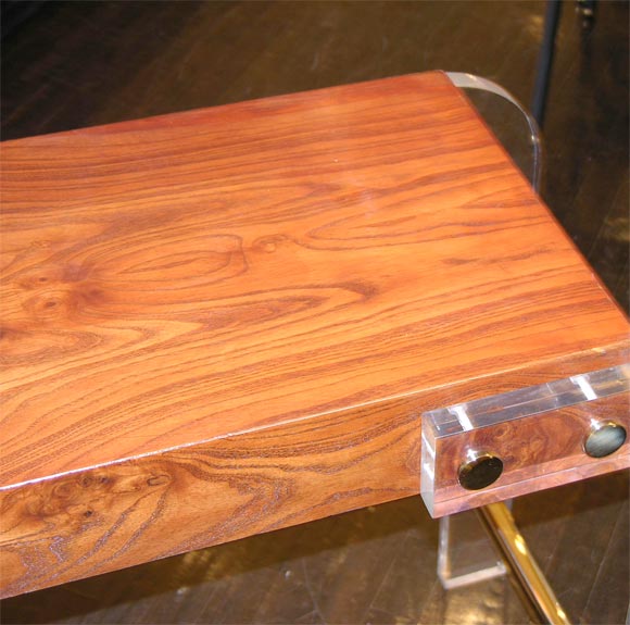 lucite & burlwood Console 2