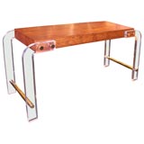 lucite & burlwood Console