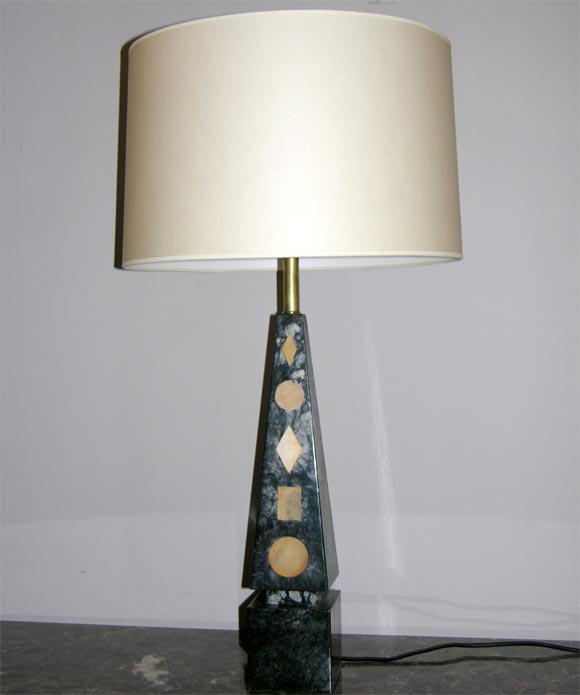 A Pair of Classic Modern Marble Obelisk Table Lamps