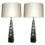 A Pair of Classic Modern Marble Obelisk Table Lamps