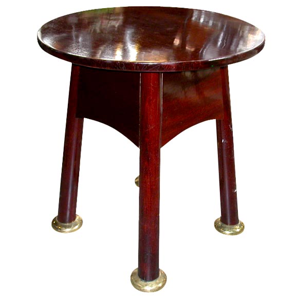 Round Mahogany Table with Brass Sabots at 1stdibs Round Mahogany Table with Brass Sabots at 1stdibs