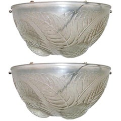 Pair of Lalique "Dahlias" Art Deco Wall Sconces