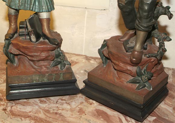 pair turn of the 19th century spelter figurines 3