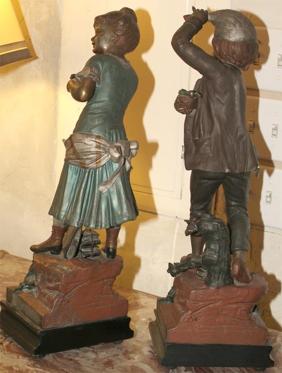 pair turn of the 19th century spelter figurines 4