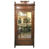 Antique Faux Bamboo Bonnetiere with Single Mirrored Door