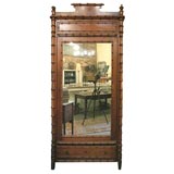 Faux Bamboo Bonnetiere with Single Mirrored Door