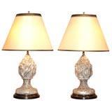 Antique A pair of Mid-19th century French Zinc Finial Lamps
