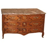 Louis XV Provincial Walnut Marble Top Commode