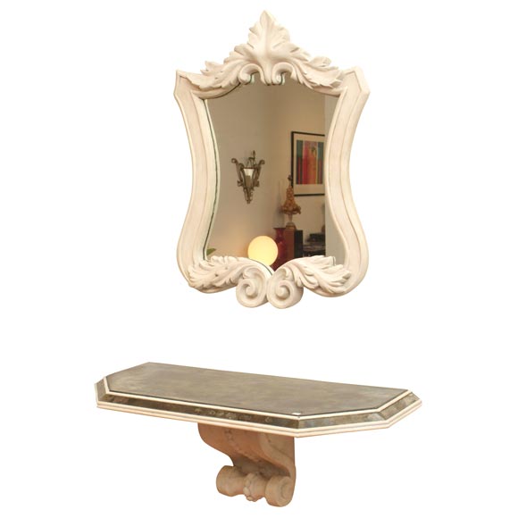 Chic Plaster Mirror and Console