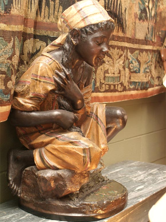 Mirror Italian Figure of a Nubian Girl
