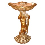 Carved and Gilt Wood Putto Holding a  Shell