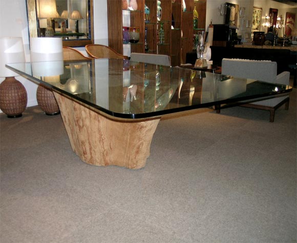 Dining Table With Tree Trunk Base By, Glass Dining Table With Tree Stump Base