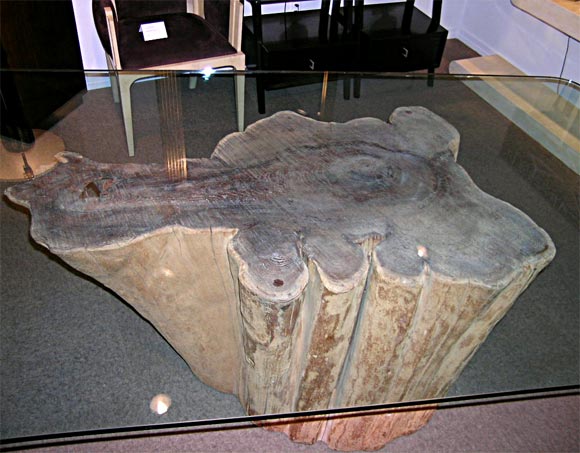 American Dining Table with Tree Trunk Base by Michael Taylor