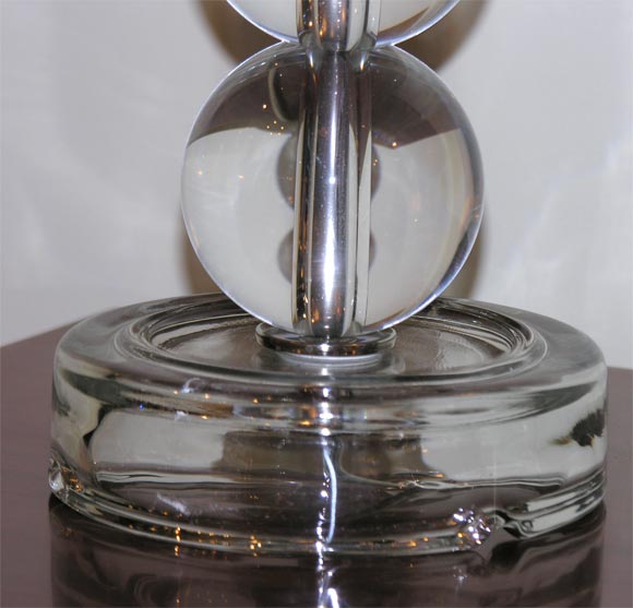 Pair of 1930's Crystal Ball Lamps In Excellent Condition In New York, NY