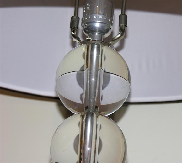 Pair of 1930's Crystal Ball Lamps 1