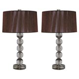 Pair of 1930's Crystal Ball Lamps