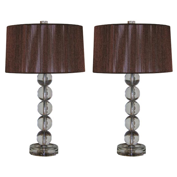 Pair of 1930's Crystal Ball Lamps