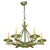 1950s Green Metal Chandelier