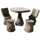 Set of Faux Bois Garden Chairs and Table