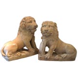 Pair of 17th Century Terra-cotta Lions