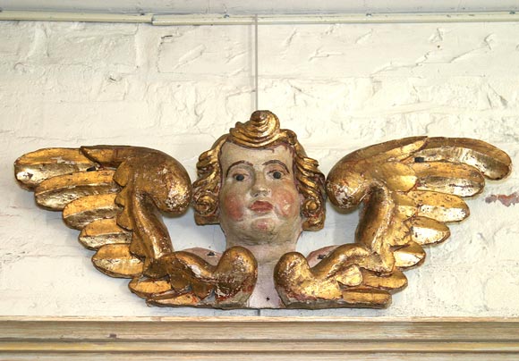 Italian carved,  painted and giltwood cherub 2