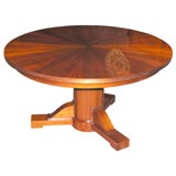 Rare Palissander Adjustable Round Extension Table by Jules Leleu