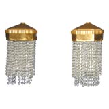 Pair of Gilt-Bronze and Glass Beaded Sconces
