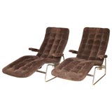 Chic Pair of Mid-Century Chaise Lounge Chairs-