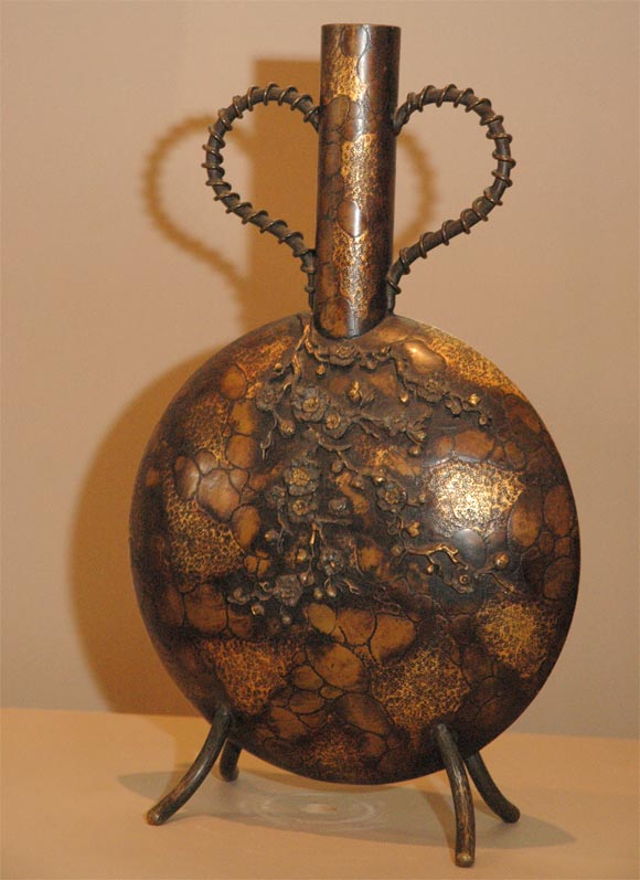 Bronze Japanese Pilgrim Vase