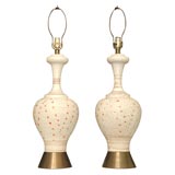 PAIR OF WHIMSICAL GLAZE TERRACOTTA LAMPS
